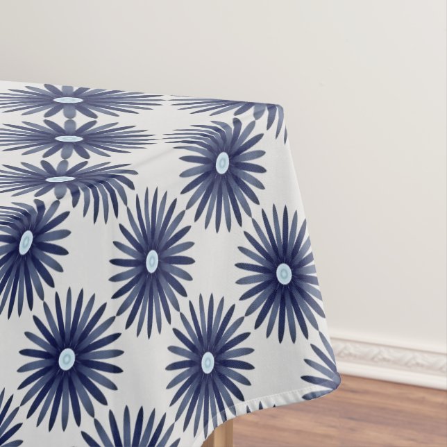 Toalha De Mesa Padrão do Gráfico da Flor Azul (Posição Original)