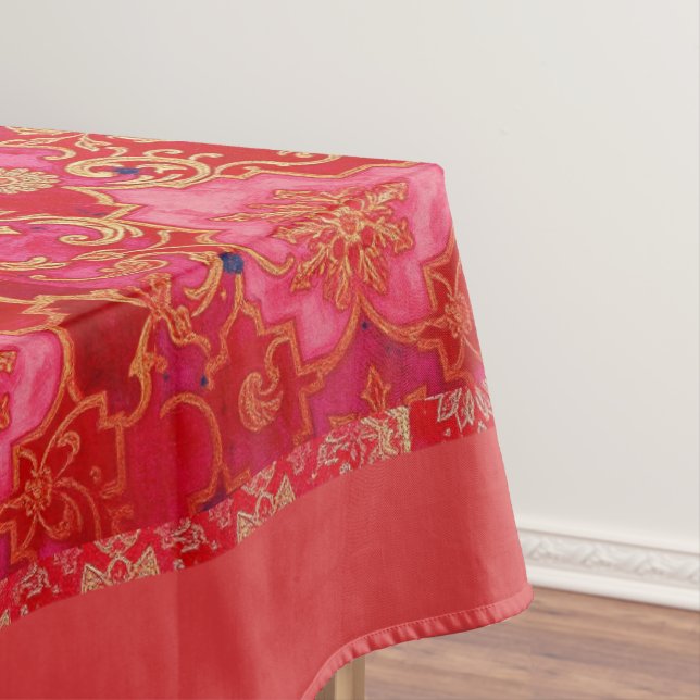 Toalha De Mesa Padrão do Ouro Vermelho ORIENTAL - Tablecloth (Posição Original)