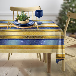 Toalha De Mesa Padrão Dourado de Natal Azul nº 27 ID1009