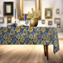 Toalha De Mesa Padrão Dourado de Natal Azul nº 29 ID1009