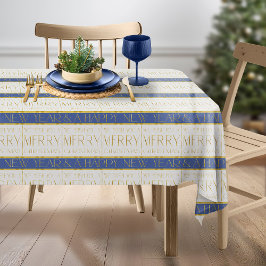 Toalha De Mesa Padrão Dourado de Natal Azul nº 35 ID1009