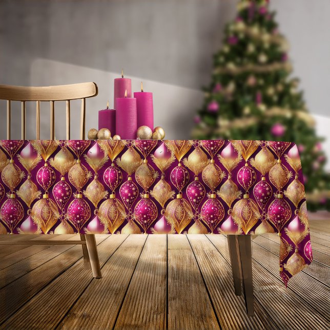 Toalha De Mesa Padrão Dourado de Natal magenta nº 12 ID1009 (Criador carregado)