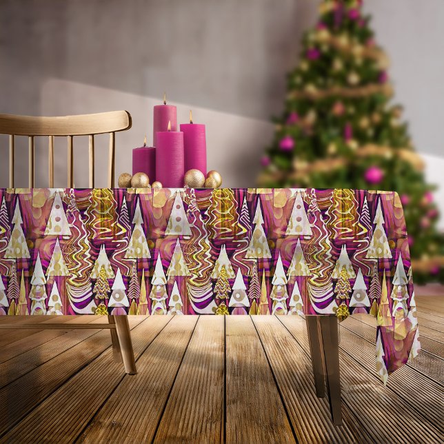 Toalha De Mesa Padrão Dourado de Natal magenta nº 25 ID1009 (Criador carregado)