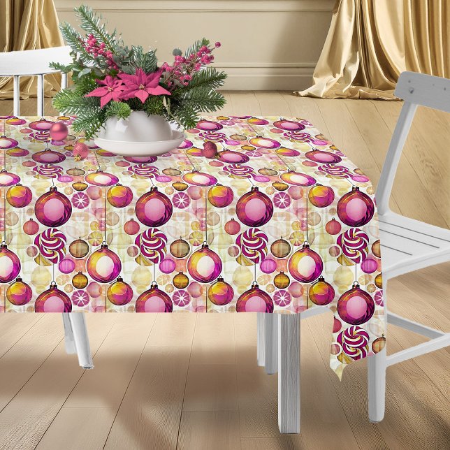 Toalha De Mesa Padrão Dourado de Natal magenta nº 6 ID1009 (Criador carregado)
