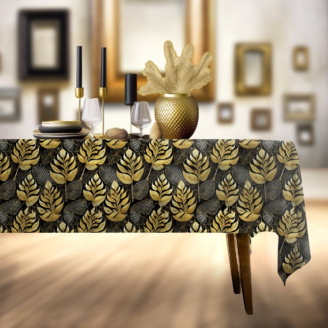 Toalha De Mesa Padrão Dourado de Natal preto nº 29 ID1009 (Criador carregado)