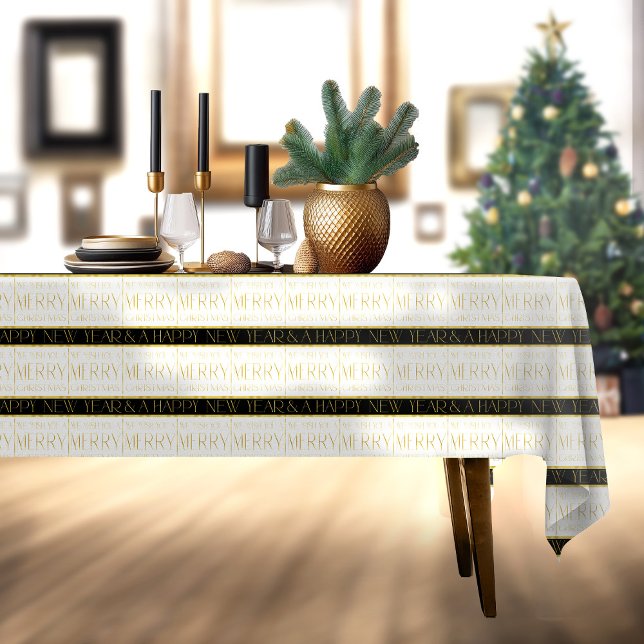 Toalha De Mesa Padrão Dourado de Natal preto nº 35 ID1009 (Criador carregado)
