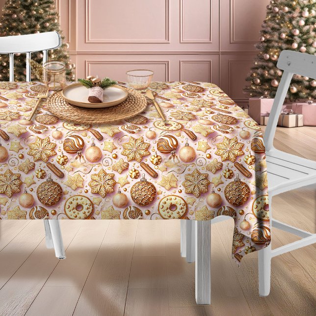 Toalha De Mesa Padrão Dourado de Natal rosa nº 12 ID1009 (Criador carregado)