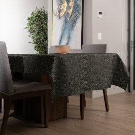 Toalha De Mesa Padrão Dourado Floral Elegante