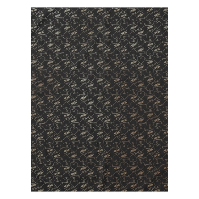 Toalha De Mesa Padrão Elegante de Corações Dourados e Chaves Mode (Frente)