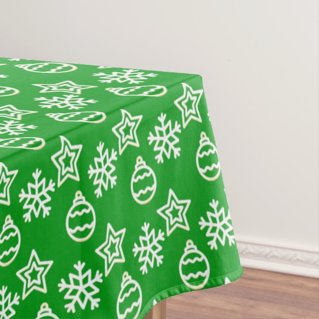 Toalha De Mesa Padrão Elegante de Natal em Tablecloth Verde (Posição Original)