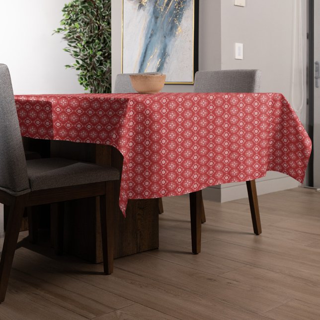 Toalha De Mesa Padrão Elegante do Floco de Neve Natal Red Holiday (Red holiday snowflake pattern winter classic tablecloth)