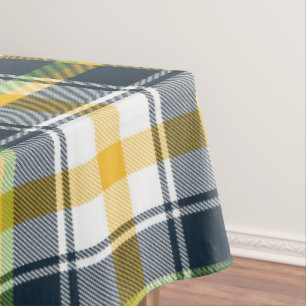 Toalha De Mesa Padrão Escocês Da Xadrez De Tartan Azul E Amarelo