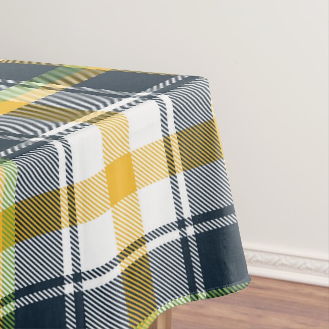 Toalha De Mesa Padrão Escocês Da Xadrez De Tartan Azul E Amarelo (Posição Original)