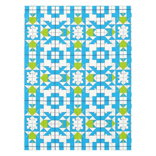 Toalha De Mesa Padrão Estilizado de Peças de Quebra-Cabeça (Frente)