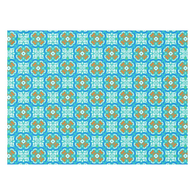 Toalha De Mesa Padrão étnico teal (Frente (Horizontal))