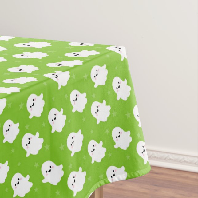 Toalha De Mesa Padrão Fantasma Verde Bonito - Design Halloween (Posição Original)