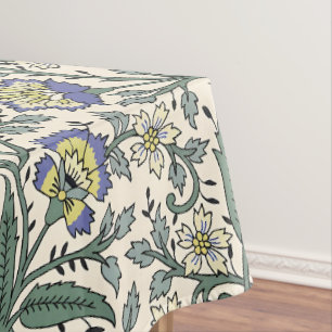 Toalha De Mesa Padrão floral azul, amarelo e branco contínuo