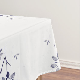 Toalha De Mesa Padrão Floral Azul e Branco Desbotado
