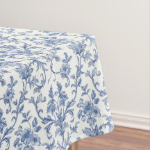 Padrão Floral Azul Toile de Jouy Francês Country