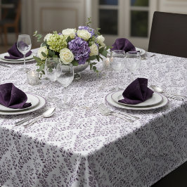 Toalha De Mesa Padrão Floral Boho Moderno Ameixa Branco