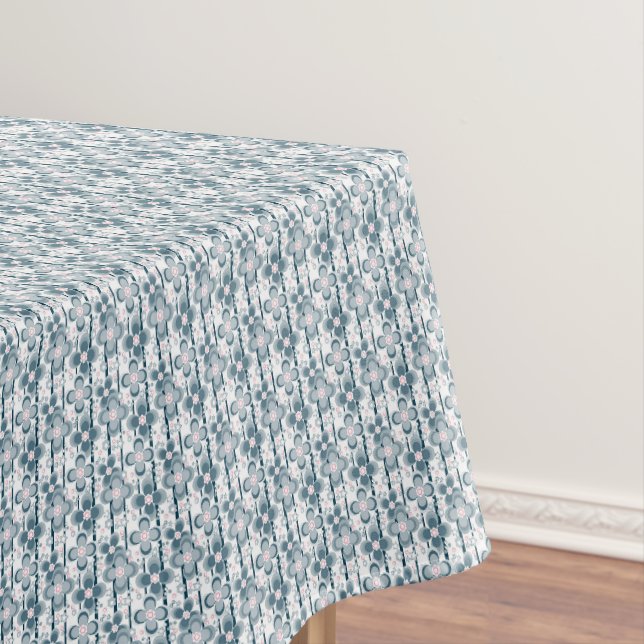 Toalha De Mesa Padrão floral cinza e branco  cinza (Posição Original)