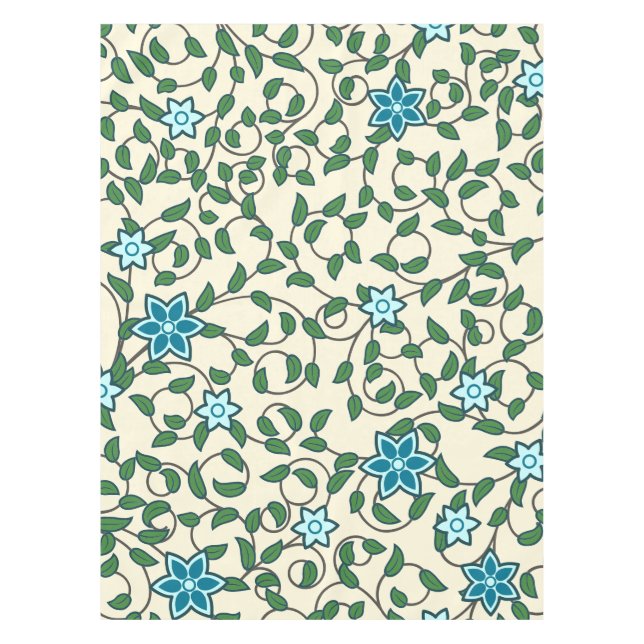 Toalha De Mesa Padrão floral contínuo em fundo bege (Frente)