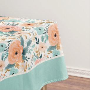 Toalha De Mesa Padrão Floral de Amor Perene Elegante Personalizad