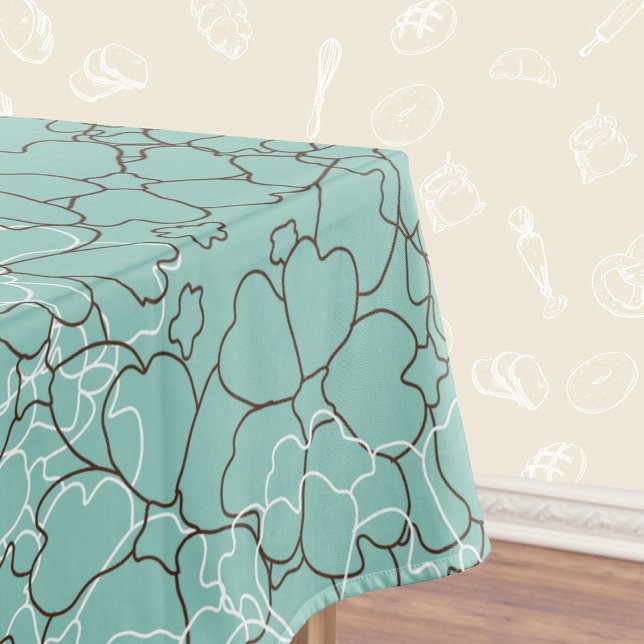 Toalha De Mesa Padrão Floral de Aqua Teal Abstrato (Criador carregado)