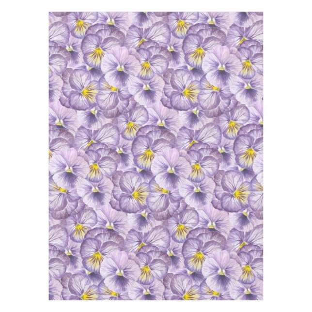 Toalha De Mesa Padrão floral de aquarela com pânico violeta (Frente)