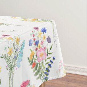 Toalha De Mesa Padrão Floral de Aquarela de Flores Silvestres