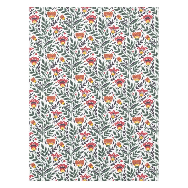 Toalha De Mesa Padrão floral de arte popular (Frente)