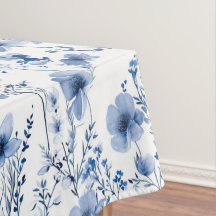 Padrão Floral de Flor Silvestre Aquarela Azul Bran