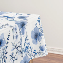 Toalha De Mesa Padrão Floral de Flor Silvestre Aquarela Azul Bran