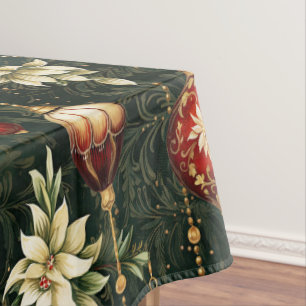 Toalha De Mesa Padrão Floral de Natal Vintage Fantasia