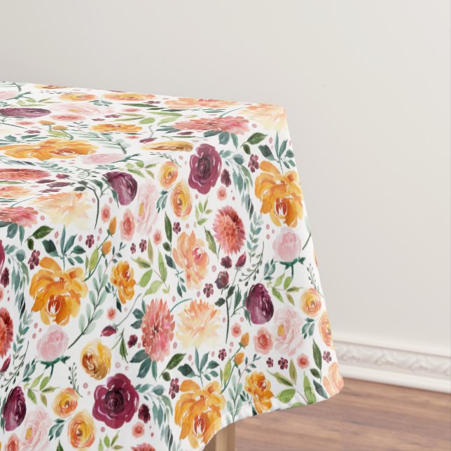 Toalha De Mesa Padrão Floral de Quebra de Aquarela Elegante (Posição Original)