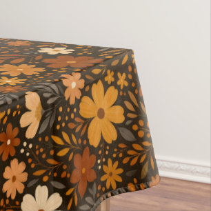 Toalha De Mesa Padrão Floral de Queda Vintage - Flores de outono