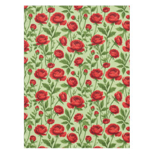 Toalha De Mesa Padrão Floral de Ranúnculo Vermelho Vibrante
