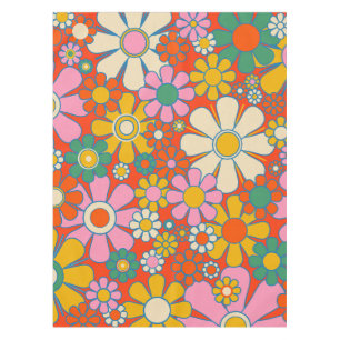 Toalha De Mesa Padrão Floral do Groovy 60s 70s