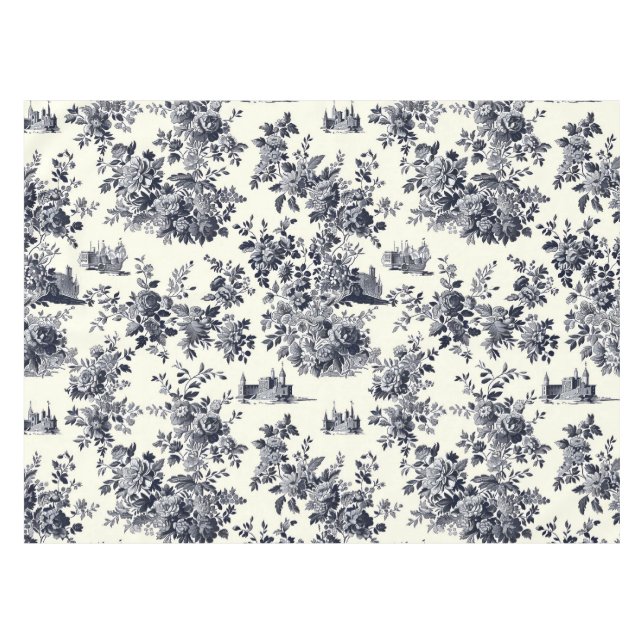 Toalha De Mesa Padrão Floral do Toile Francês (Frente (Horizontal))