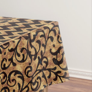 Toalha De Mesa Padrão Floral Dourado do Renascimento Italiano