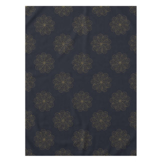 Toalha De Mesa Padrão Floral Elegante Azul e Dourado