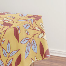Padrão Floral Elegante com Folhas Vermelhas e Azui