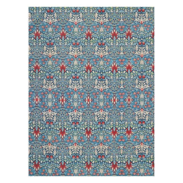 Toalha De Mesa Padrão floral em folhas verdes fundo azul (Frente)
