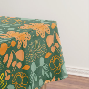 Toalha De Mesa Padrão floral em um fundo verde escuro