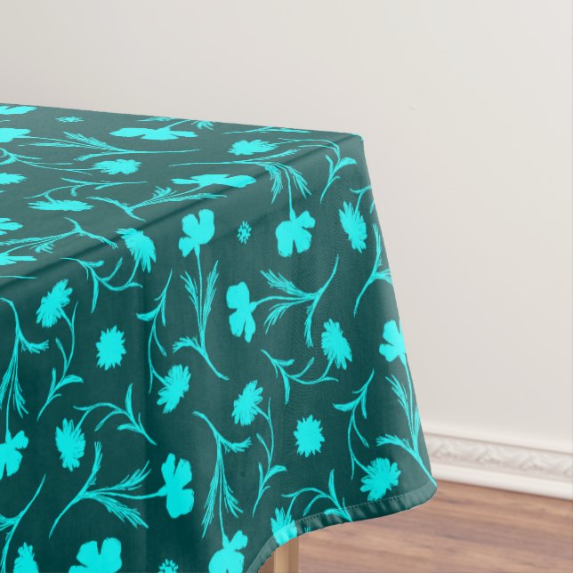 Toalha De Mesa Padrão Floral Escuro de Liberdade do Teal Negrito  (Posição Original)