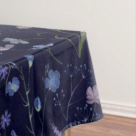 Toalha De Mesa Padrão Floral Flor Silvestre Bonito Roxo Azul