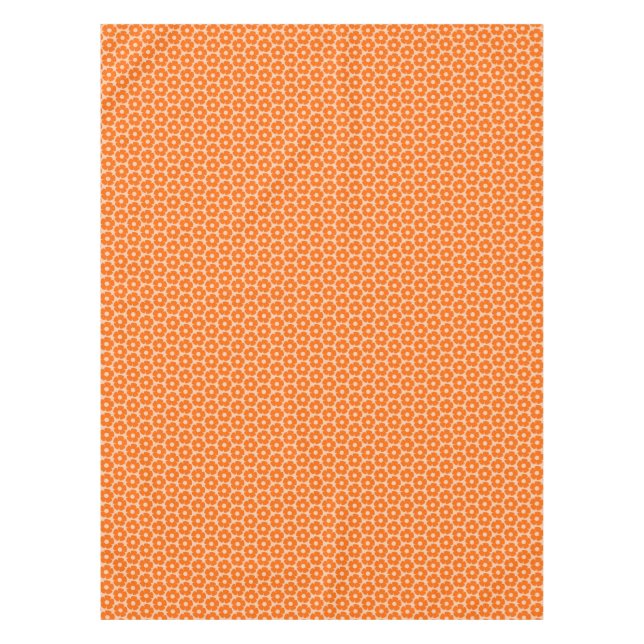 Toalha De Mesa Padrão Floral Laranja e Pêssego Retro 60s  (Frente)