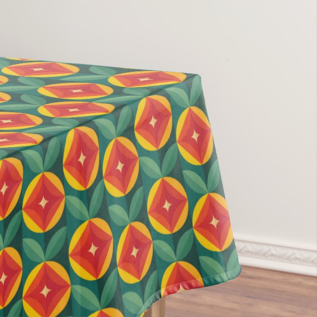 Toalha De Mesa Padrão Floral Laranja Moderno do meio século (Posição Original)