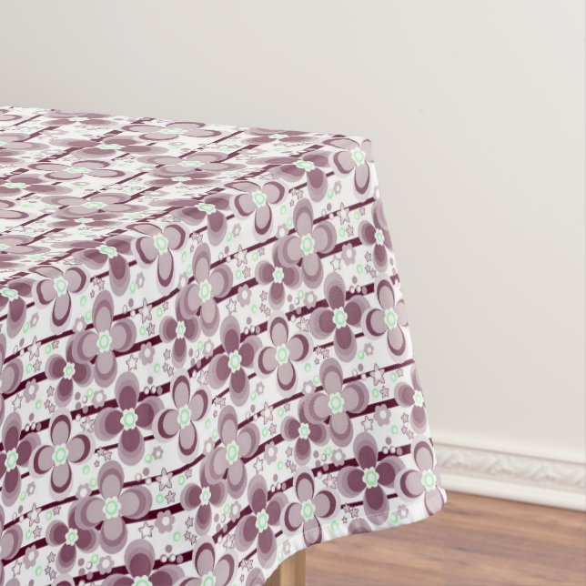 Toalha De Mesa padrão floral marrom e branco (Posição Original)