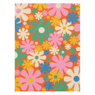 Toalha De Mesa Padrão Floral Multicolorido 60s 70s das Flores Ret
